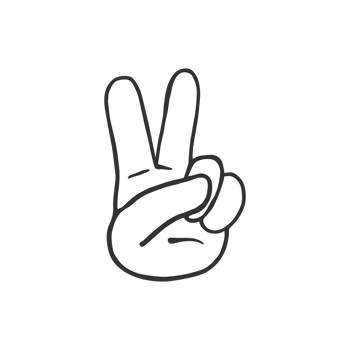 Hand with a victory gesture icon isolated on png transparent background