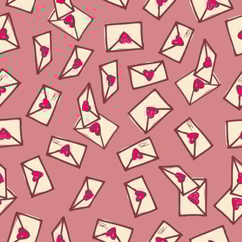 Seamless vector pattern with letter postcard. Design for use backdrop all over textile fabric print wrapping paper and others.