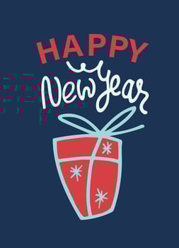 Card with hand lettered Merry Christmas and Happy New Year .Greeting card, flyer, invitation vector