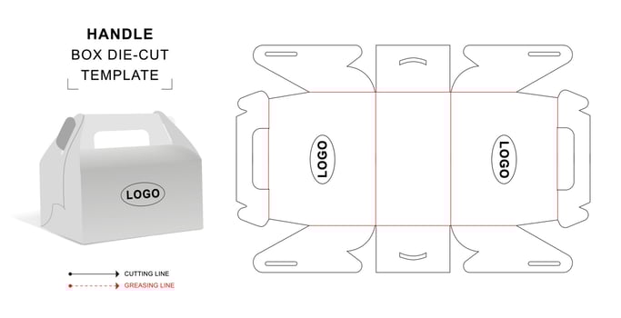 Handle box die cut template vector