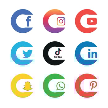 Social media icons set Logo Vector Illustrator