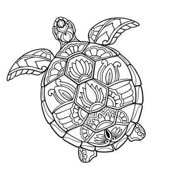 Beautiful Turtle Mandala arts. isolated on white background. vector