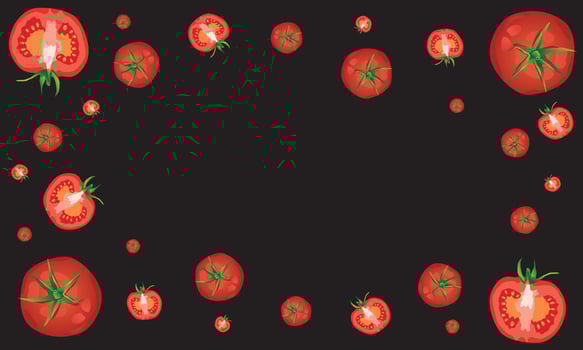 Top view of fresh tomatoes vector on black background
