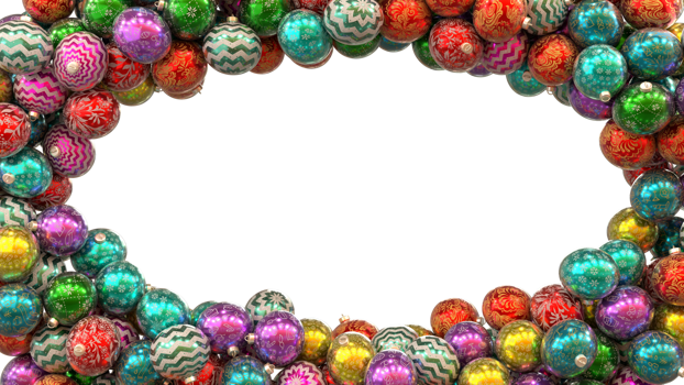Festive Christmas ornaments forming an oval frame png