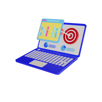 3d laptop with digital marketing 3d illustration png