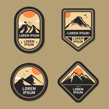 set of outdoor sports adventure emblem logos. Mountain logo vector