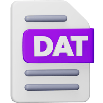 Dat file format 3d rendering isometric icon. png