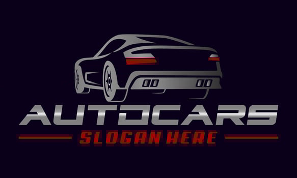 Logo Car from back view design vector Premium Vector. Automotive Logo Vector Template. Glossy Car Logo design.  Auto style car logo design with concept sports vehicle icon silhouette