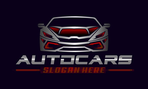 Car Logo from Front view design vector Premium Vector. Automotive Logo Vector Template. Glossy Car Logo design.  Auto style car logo design with concept sports vehicle icon silhouette
