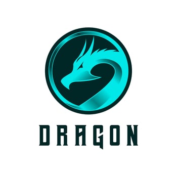 Dragon circle gaming logo design vector illustration