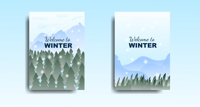 Vector illustration. Flat winter landscape. Snowy background,poster background design