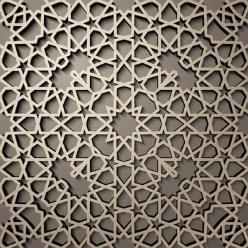 Background with 3d seamless pattern in Islamic style vector