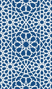 Blue islamic pattern . Seamless arabic geometric pattern, east ornament, indian ornament, persian motif, 3D. Endless texture can be used for wallpaper, pattern fills, web page background . vector