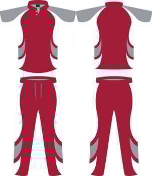 Cricket uniform set with front and back view Sports Cricket t-shirt jersey and bottom trouser design template, mock up vector