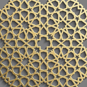 Seamless islamic pattern 3d . Traditional Arabic design element. vector