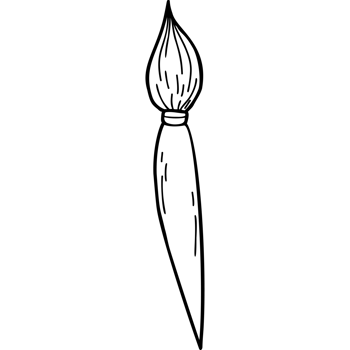 Artistic painting brush. Linear doodle png