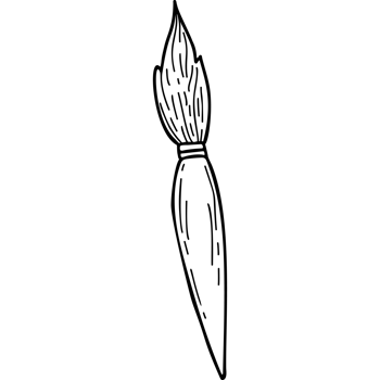 Artistic painting brush. Linear doodle png