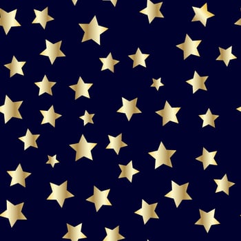 Golden stars background. Night sky seamless pattern vector