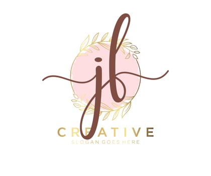 Initial JF feminine logo. Usable for Nature, Salon, Spa, Cosmetic and Beauty Logos. Flat Vector Logo Design Template Element.