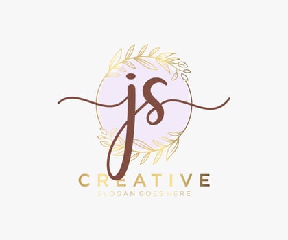 Initial JS feminine logo. Usable for Nature, Salon, Spa, Cosmetic and Beauty Logos. Flat Vector Logo Design Template Element.
