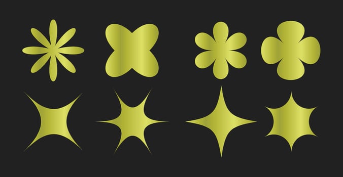 set of gold shape design element vector