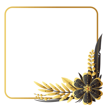 Dry flower on right down corner square frame png