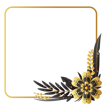 Dry flower on right down corner square frame png