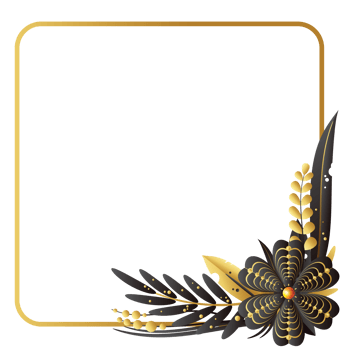 Dry flower on right down corner square frame png