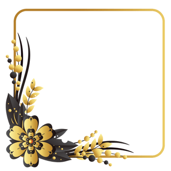 Dry flower on left down corner square frame png