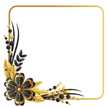 Dry flower on left down corner square frame png