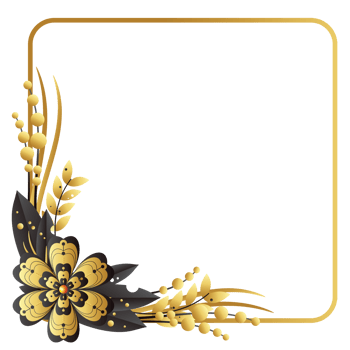 Dry flower on left down corner square frame png