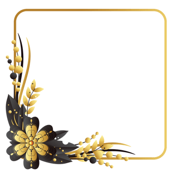 Dry flower on left down corner square frame png
