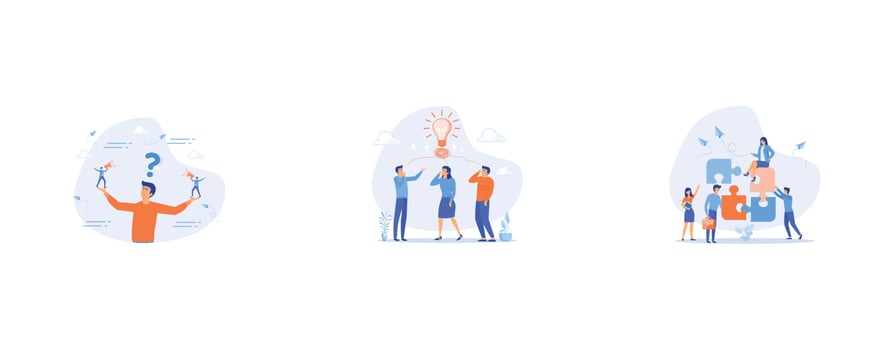 Dilemma or moral conflict, Brainstorming idea, increase value and workplace motivation concept, set flat vector modern illustration