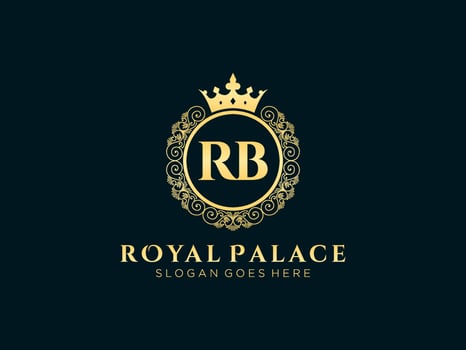 Letter RB Antique royal luxury victorian logo with ornamental frame. vector