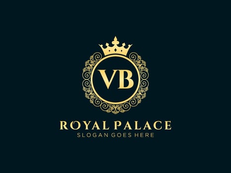 Letter VB Antique royal luxury victorian logo with ornamental frame. vector