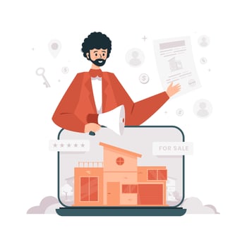 Digital house property marketing illustration vector