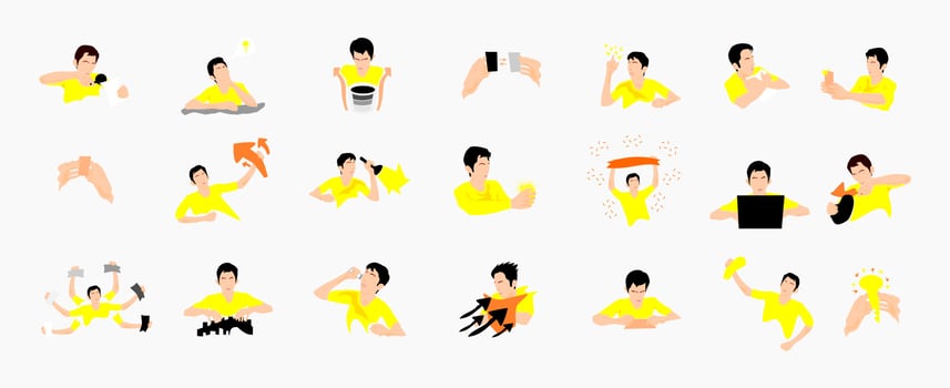 Illustration of Social Network. Trending Vector style. Different situation and position.