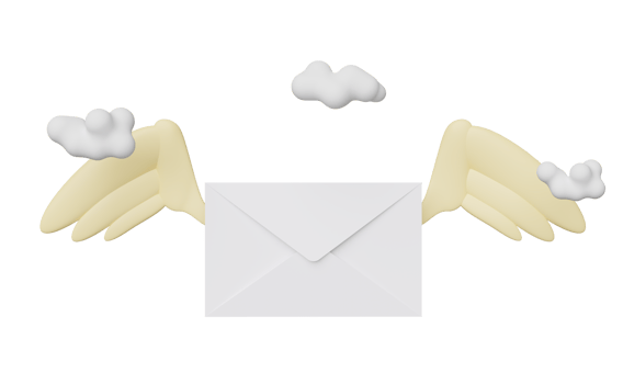 Flying envelope with wings, cloud isolated. notify newsletter, online incoming email concept, 3d illustration or 3d render png