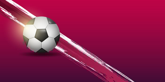 Vector of world cup 2022,FIFA world cup,or World cup Qatar. Background of world cup Qatar with 3d ball combine with grunge background.