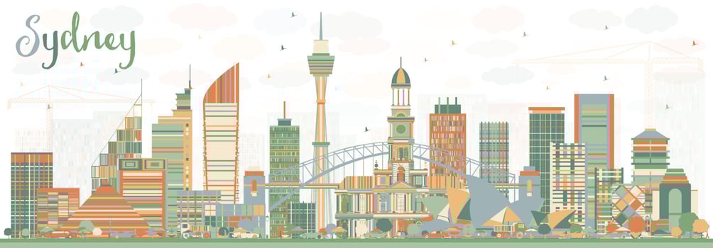 Sydney Australia Skyline with Color Buildings. vector