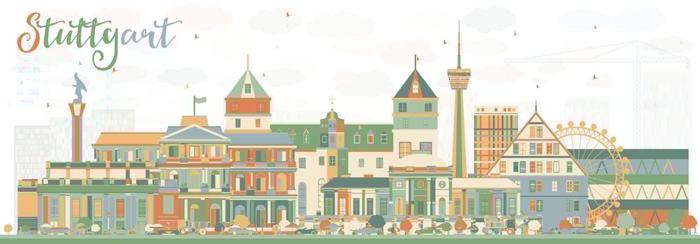 Abstract Stuttgart Skyline with Color Buildings. vector