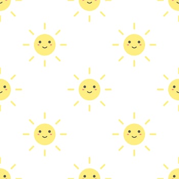 Vector sun cartoon cute seamless pattern.