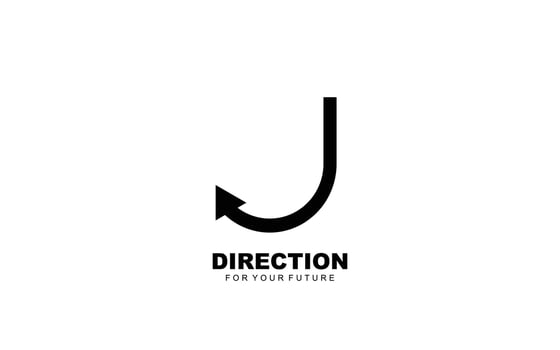 J logo business for branding company. arrow template vector illustration for your brand.