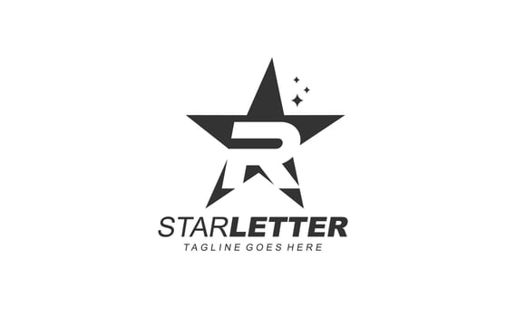 R logo star for branding company. letter template vector illustration for your brand.