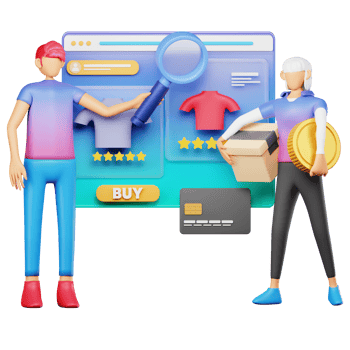 3d character online store website illustration png