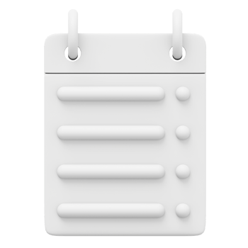 White flip calendar assignment. 3D rendering. PNG icon on transparent background.