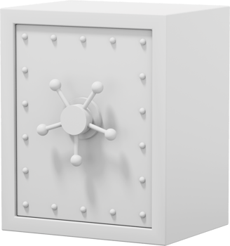 Retro safe with wheel handles. White close storage. PNG icon on transparent background. 3D rendering.
