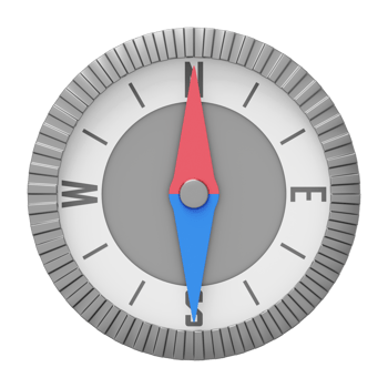 Realistic compass, navigation, direction finding. 3D rendering. PNG icon on transparent background.