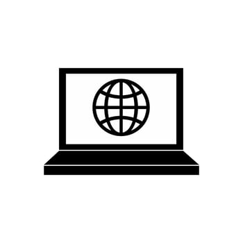 Laptop icon vector with internet network