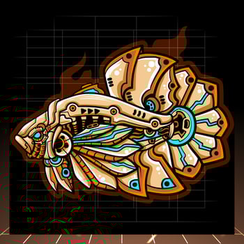betta fish mecha robot mascot. esport logo design vector